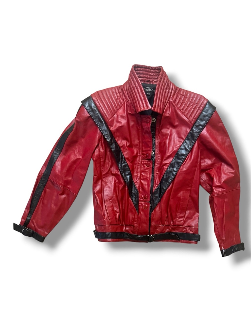 RARE Outerwear by Phoenix Vintage 80s Red Leather Thriller Jackson Jacket 5/6